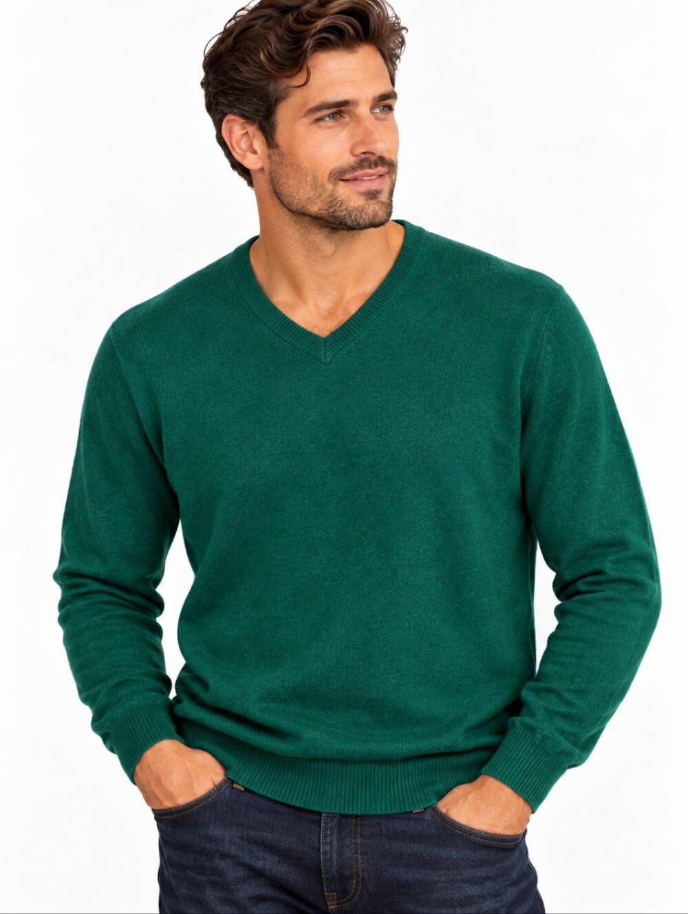 Club Room Luxury Men’s 100% Cashmere V-Neck Sweater Small NWT Green